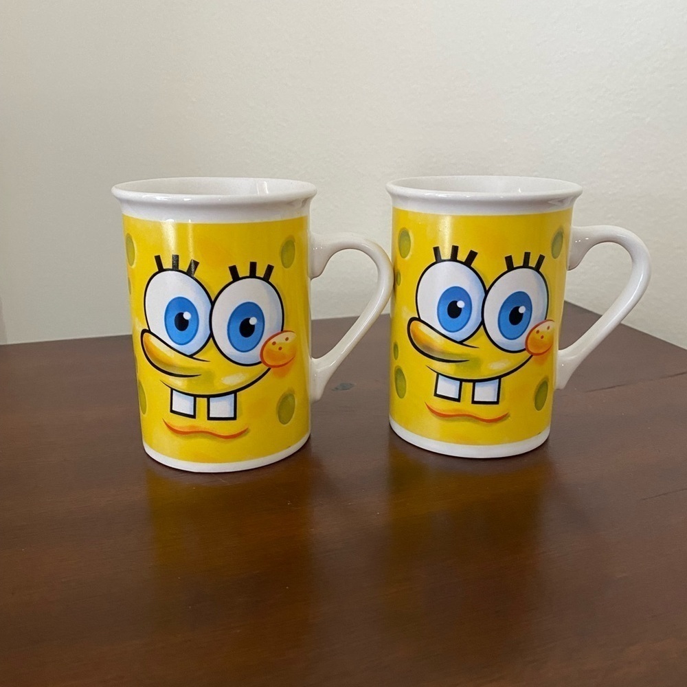 SpongeBob SquarePants 2013 Coffee/Tea Mugs • Set of 2 • 8oz • Rare Viacom